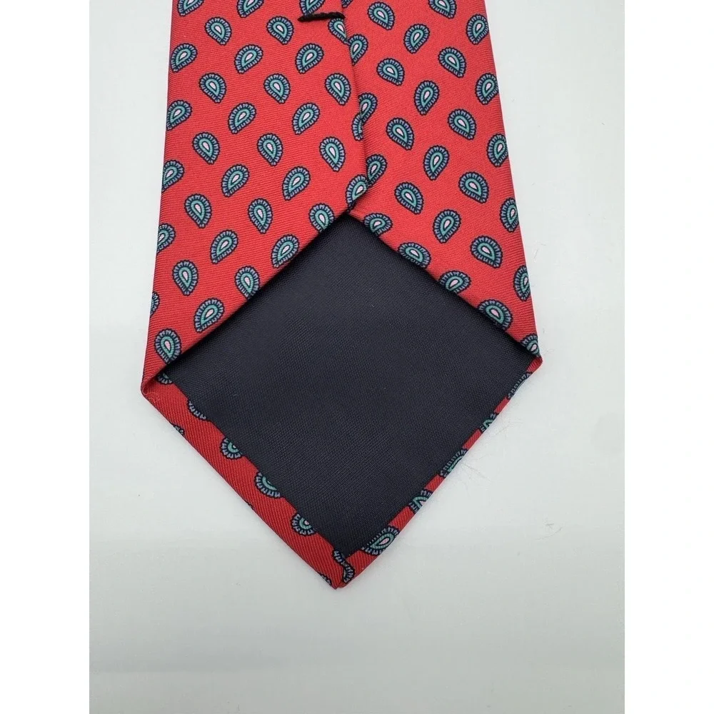 Briar‎ Handmade Red Silk Tie Paisley Pattern Made in USA Classic Mens Necktie